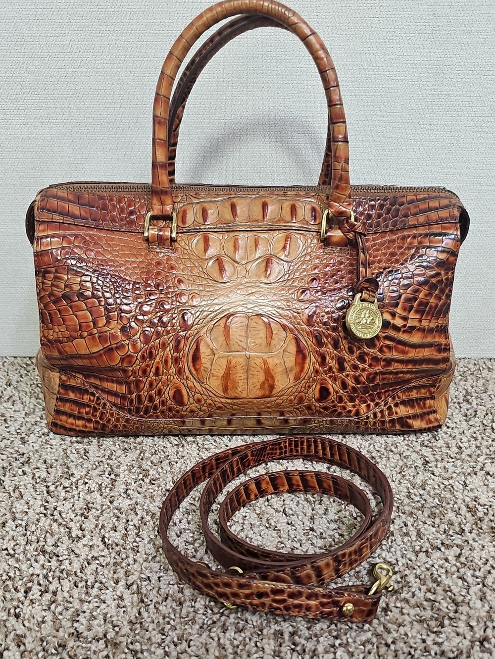 BRAHMIN CRANDAL CROC EMBOSSED SATCHEL BFPM-06-113 - Picture 1 of 11